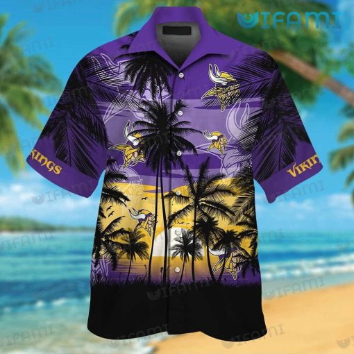 Vikings Hawaiian Shirt Sunset Coconut Tree Minnesota Vikings Gift