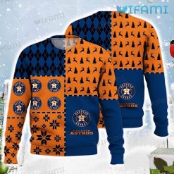 Astros Christmas Sweater Criss Cross Pattern Logo Houston Astros Gift