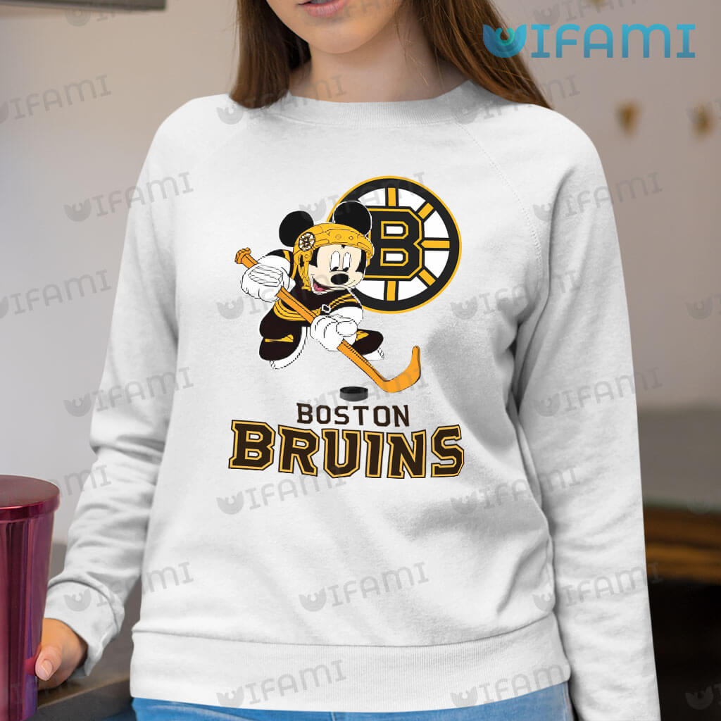 NHL Boston Bruins Mickey Mouse Disney Hockey T Shirt Youth Long