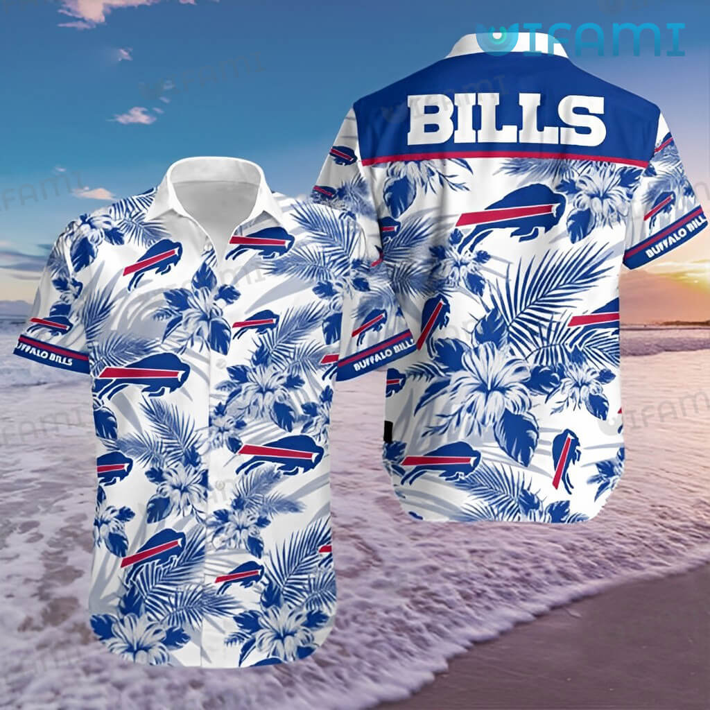 Buffalo Bills Hawaiian Shirt Aloha Hibiscus Palm Leaves Buffalo Bills Gift
