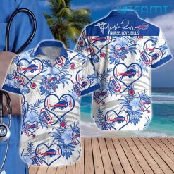 Buffalo Bills Hawaiian Shirt Heartbeat Nurse Love Bills Hibiscus Palm Leaf Buffalo Bills Present