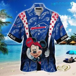 Buffalo Bills Hawaiian Shirt Mickey Mouse Feather Blue Logo Buffalo Bills Present