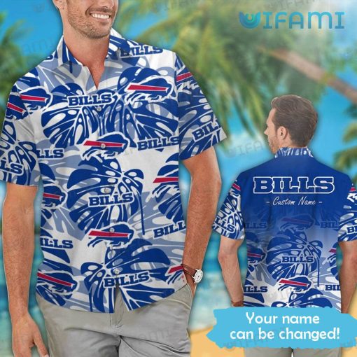 Buffalo Bills Hawaiian Shirt Palm Leaf Custom Name Buffalo Bills Gift