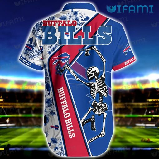 Buffalo Bills Hawaiian Shirt Skeleton Dancing Hibiscus Palm Leaves Buffalo Bills Gift