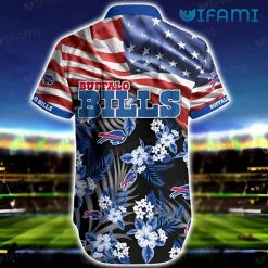 Buffalo Bills Hawaiian Shirt USA Flag Hibiscus Flower Buffalo Bills Present Back