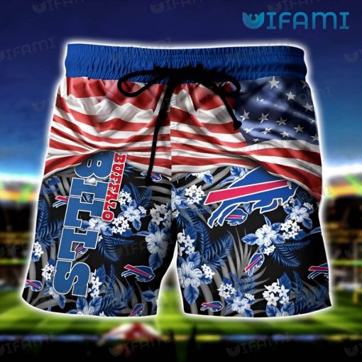 Buffalo Bills Hawaiian Shirt USA Flag Hibiscus Flower Buffalo Bills Gift