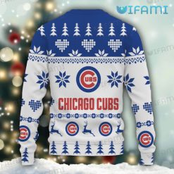 Chicago Cubs Sweater Christmas Heart Cubs Present Back