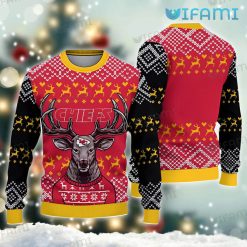 Chiefs Christmas Sweater Reindeer Heart Pattern Kansas City Chiefs Gift