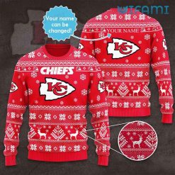 Chiefs Christmas Sweater Snowflake Reindeer Personalized Kansas City Chiefs Gift