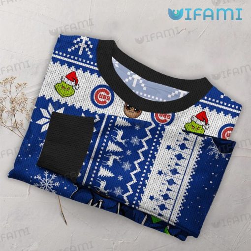 Cubs Christmas Sweater Baby Groot Grinch Logo Chicago Cubs Gift