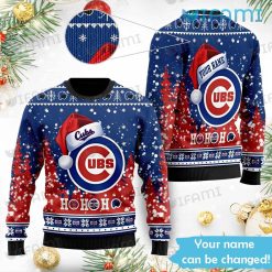 Cubs Christmas Sweater Santa Hat Ho Ho Ho Custom Chicago Cubs Gift