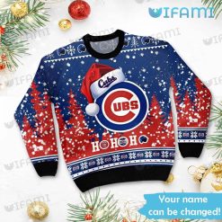 Cubs Christmas Sweater Santa Hat Ho Ho Ho Custom Chicago Cubs Present