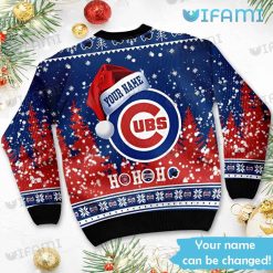 Cubs Christmas Sweater Santa Hat Ho Ho Ho Custom Chicago Cubs Present Back