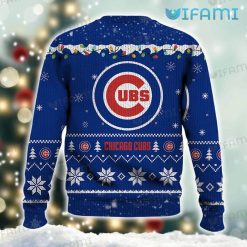 Cubs Christmas Sweater Snoopy Doghouse Chicago Cubs Present Back