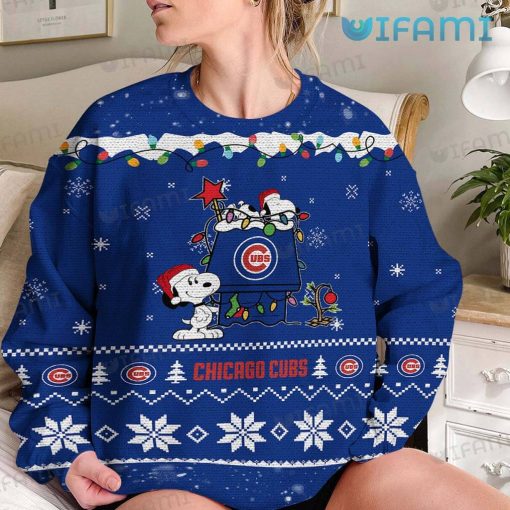 Cubs Christmas Sweater Snoopy Doghouse Chicago Cubs Gift