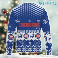Cubs Christmas Sweater Triangle Pattern Chicago Cubs Present Back