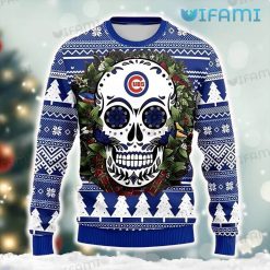 Cubs Sweater Christmas Wreath Sugar Skull Chicago Cubs Gift