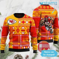Custom Chiefs Christmas Sweater Mascot Tribal Pattern Kansas City Chiefs Gift