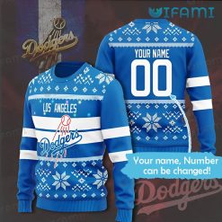 Custom Dodgers Christmas Sweater Heart Pattern Los Angeles Dodgers Gift