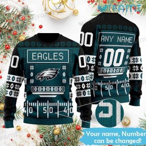 Custom Eagles Christmas Sweater Football Field Philadelphia Eagles Gift