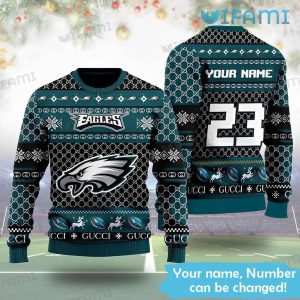 Custom Eagles Christmas Sweater Gucci Pattern Philadelphia Eagles Gift