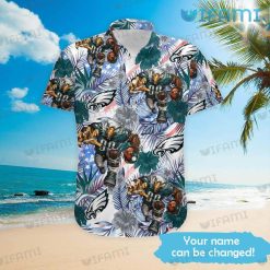 Custom Eagles Hawaiian Shirt Mascot Flower Palm Leaves Philadelphia Eagles Present
