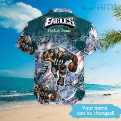 Custom Eagles Hawaiian Shirt Mascot Flower Palm Leaves Philadelphia Eagles Present Back