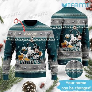 Custom Eagles Ugly Sweater Goofy Mickey Donald Philadelphia Eagles Gift
