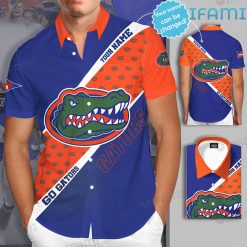 Custom Gators Hawaiian Shirt Blue Orange Logo Pattern Florida Gators Gift