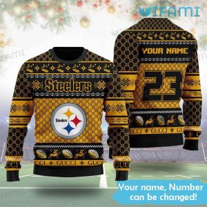 Custom Steelers Christmas Sweater Gucci Pattern Pittsburgh Steelers Gift