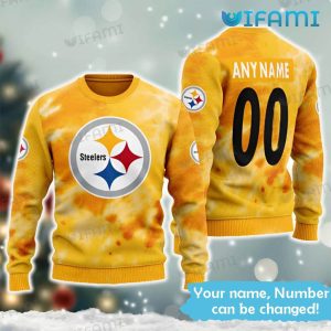 Custom Steelers Ugly Sweater Yellow Tie Dye Pittsburgh Steelers Gift
