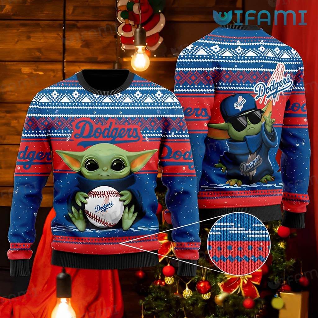 Perfect Holiday Gift: Dodgers Ugly Sweater with Baby Yoda Design