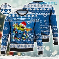 Dodgers Christmas Sweater Baby Yoda Lights Los Angeles Dodgers Gift