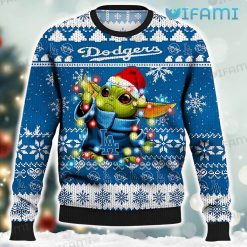 Dodgers Christmas Sweater Baby Yoda Lights Los Angeles Dodgers Present