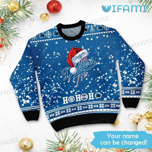 Dodgers Christmas Sweater Santa Hat Ho Ho Ho Custom Los Angeles Dodgers Gift
