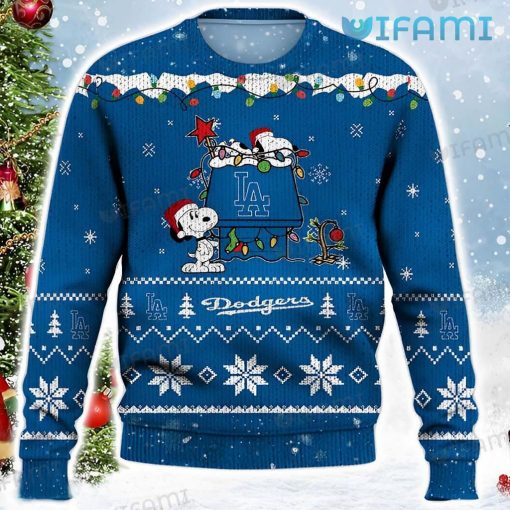 Dodgers Christmas Sweater Snoopy Lights Los Angeles Dodgers Gift