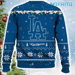 Dodgers Christmas Sweater Snoopy Lights Los Angeles Dodgers Present Back
