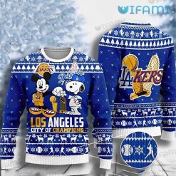 Dodgers Christmas Sweater Snoopy Mickey Lakers City Of Champions Los Angeles Dodgers Gift