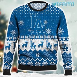 Dodgers Christmas Sweater Triangle Pattern Los Angeles Dodgers Present