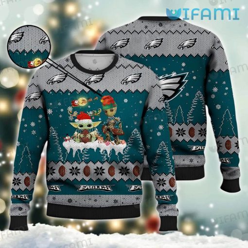 Eagles Christmas Sweater Baby Yoda Groot Philadelphia Eagles Gift