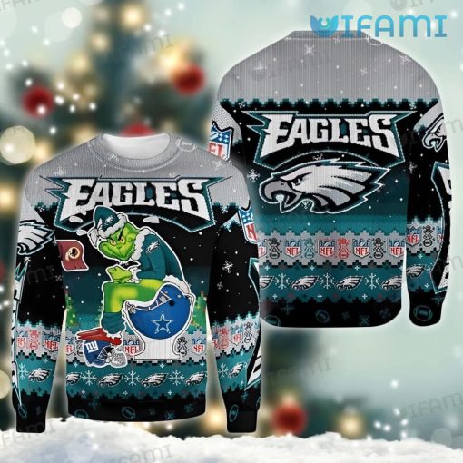 Eagles Christmas Sweater Grinch Toilet Redskins Cowboys NY Giants Philadelphia Eagles Gift