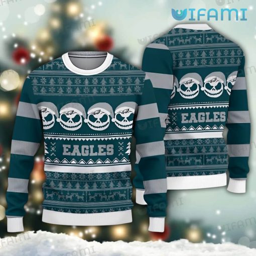 Eagles Christmas Sweater Jack Skellington Face Philadelphia Eagles Gift