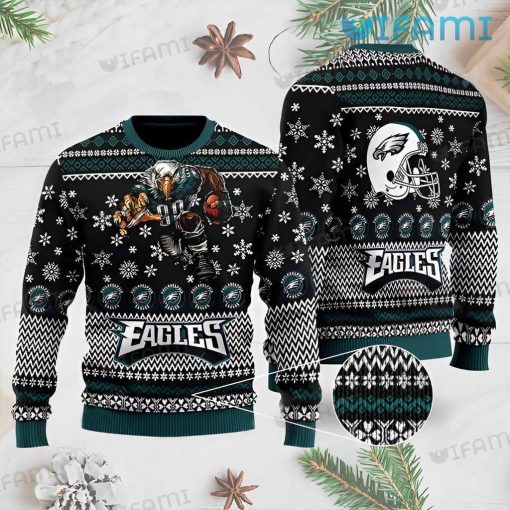 Eagles Christmas Sweater Mascot Chervon Pattern Philadelphia Eagles Gift