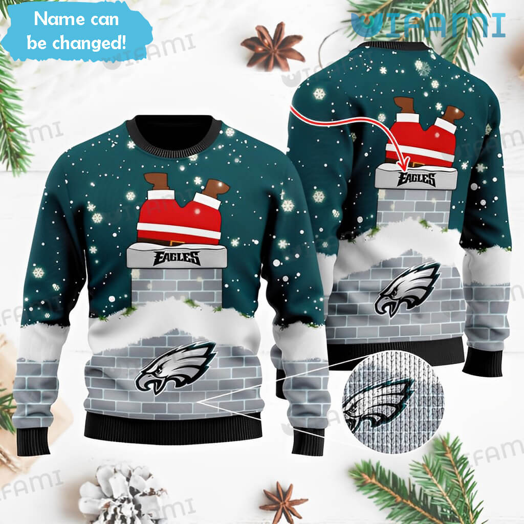 Eagles Christmas Sweater Santa Claus Chimney Philadelphia Eagles Gift