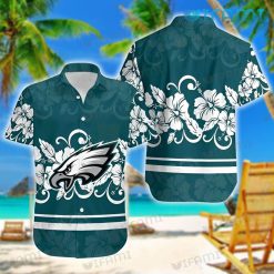 Eagles Hawaiian Shirt Big Logo White Hibiscus Philadelphia Eagles Gift