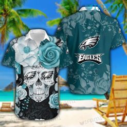 Eagles Hawaiian Shirt Big Roses Skull Philadelphia Eagles Gift