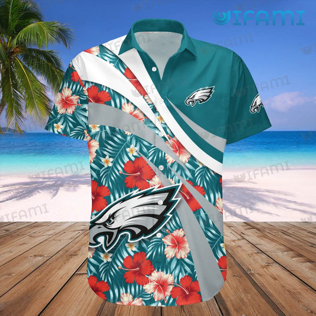 Eagles Hawaiian Shirt Flower Palm Leaf Logo Pattern Philadelphia Eagles  Gift - Personalized Gifts: Family, Sports, Occasions, Trending