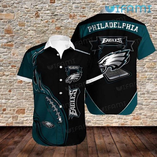 Eagles Hawaiian Shirt Football On Fire Logo Philadelphia Eagles Gift