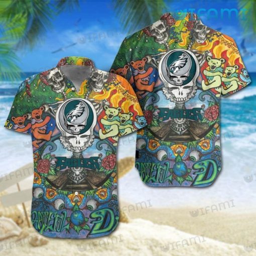 Eagles Hawaiian Shirt Grateful Dead Bears Train Philadelphia Eagles Gift