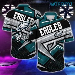 Eagles Hawaiian Shirt Green Black Silver Logo Philadelphia Eagles Gift